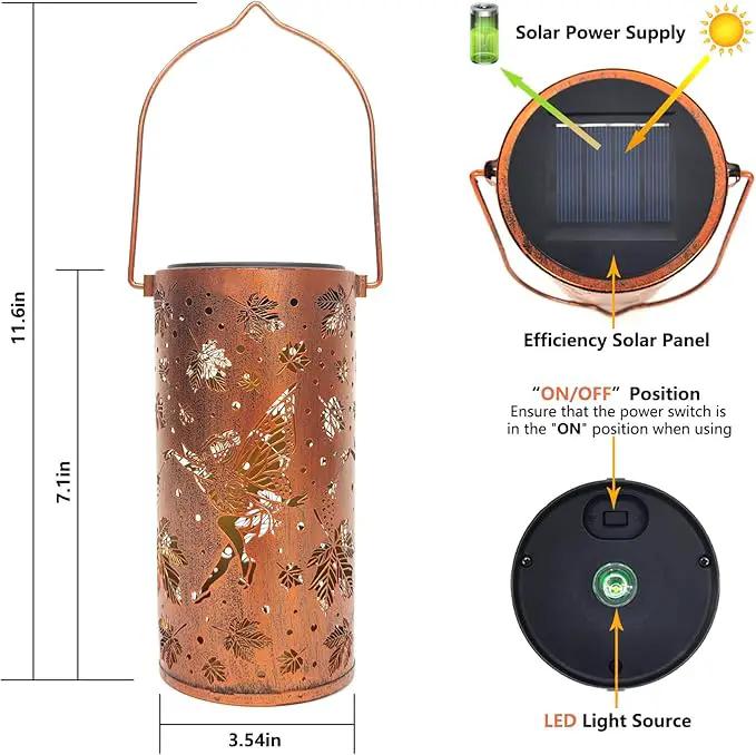 Fairy Solar Lanterns Outdoor Hanging Maple Leaf Decor Lantern,Waterproof Hollow Out Metal Decorative Garden Light,Graceful Decoration for Patio,Landscape,Walkway,Festival by GreenHaven Gardens