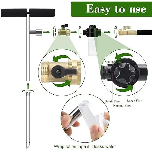 [Upgrade Design] Tree Watering Spike,Caulimo Deep Root Watering Tool Root Waterer Root Irrigator Tree Watering System Root Feed for Plants Trees Bushes Shrubs Made of Stainless Steel with Brass Valve by GreenHaven Gardens