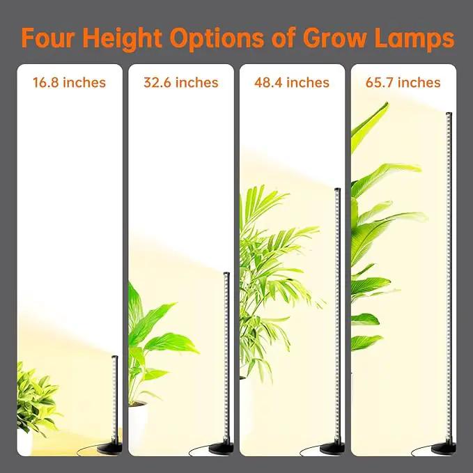 Standing Grow Lights for Indoor Plants,T10 Full Spectrum Vertical Grow Light Wide Illumination Area,16in-65in Adjustable Height Plant Light with Stand,3 Light Modes Floor Grow Light with Timer by GreenHaven Gardens