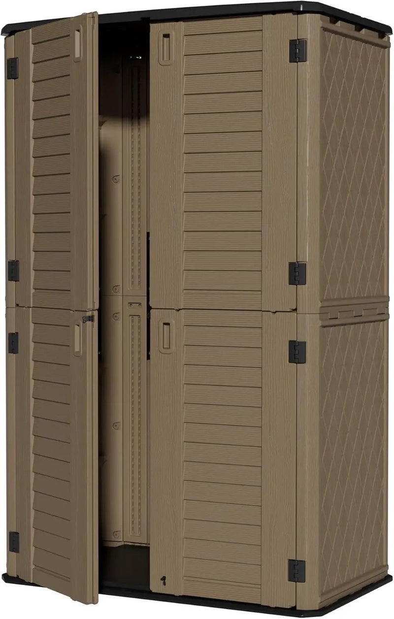 ZZM Large 67 Cu.ft Waterproof Storage Shed, Outdoor Storage Cabinet，Durable Resin Storage for Patio Furniture, Garden Tools, Pool Accessories, Mower Storage (Coffee) by GreenHaven Gardens