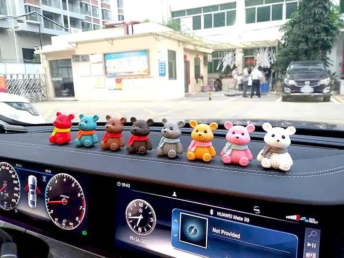 8Pcs Mini Resin Teddy Bear Figurines Cute Scarf Bears Desktop Ornaments Car Interior Decoration Garden FigurinesTiny Bear Statues Animals Sculpture Micro Landscape by GreenHaven Gardens