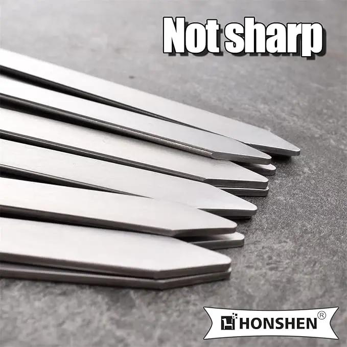 22-Inch Long Flat BBQ Skewers, HONSHEN 3/8 Inch Heavy Duty Stainless Steel Wide Blade with hardwood Handle barbecue skewers for Grilling Meat,Chicken,Beef-Set of 12 (22Inch Flat BBQ Skewers 12p) by GreenHaven Gardens