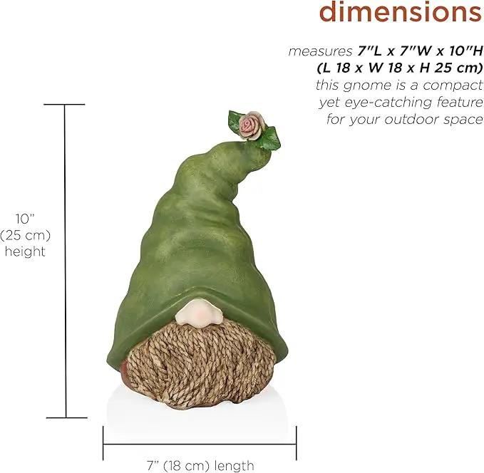 Alpine Corporation QWR1440 Gnome Head with Sculpted Rope Beard and Flower on Hat, Playful Décor for Garden & Patio, 10" H, Green by GreenHaven Gardens
