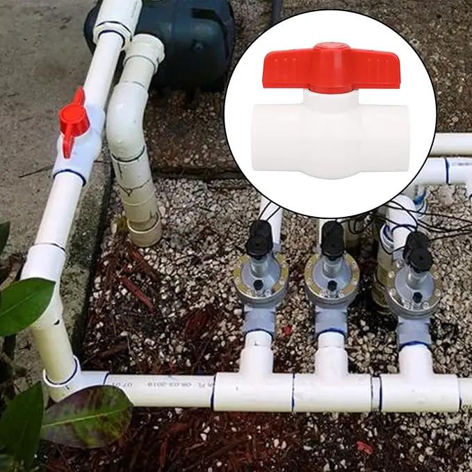 4Pcs 1" PVC Ball Valve Water Pipe Shut-off Valve Socket with Red T-Handle for Cold Water Supply lines, Irrigation Pipe fitting System(Socket x Socket), Schedule 40 by GreenHaven Gardens