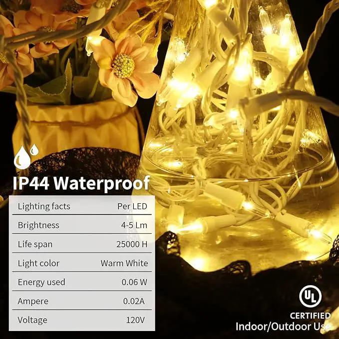 MULTI-SPARKING White LED Christmas Lights - 100 Count Warm White Christmas String Lights for Tree, Party, Wedding, Holiday, Indoor and Outdoor Decor, 33 Feet White Wire, UL Certified, Connectable by GreenHaven Gardens