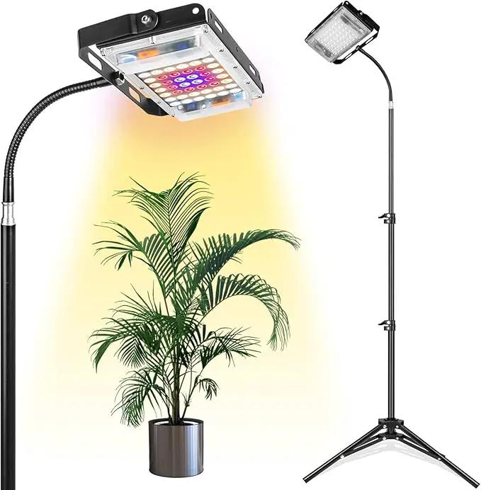 LBW Grow Light with Stand, Full Spectrum 150W LED Floor Plant Light for Indoor Plants, Grow Lamp with On/Off Switch, Adjustable Tripod Stand 15-48 inches by GreenHaven Gardens