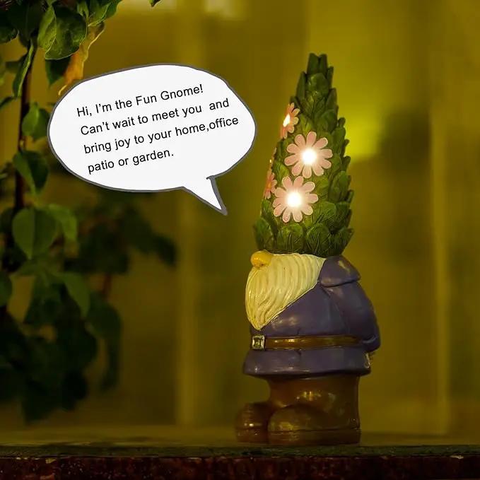 Nacome Solar Garden Outdoor Statues Gnome with Succulent and 7 LED Lights - Lawn Decor for Patio, Balcony, Yard Ornament - Unique Housewarming Gifts by GreenHaven Gardens