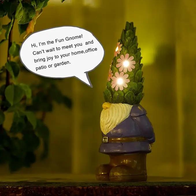 Nacome Solar Garden Outdoor Statues Gnome with Succulent and 7 LED Lights - Lawn Decor for Patio, Balcony, Yard Ornament - Unique Housewarming Gifts by GreenHaven Gardens