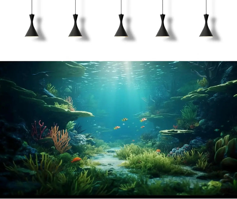 Ocean Floor Fish Tank Background Under The Sea Coral Reef Aquarium Background Underwater Aquatic Plants Corals Rock Cave Terrarium Backgrounds Tropical Fish Ocean Aquarium Backgrounds Decors 24x16in by GreenHaven Gardens