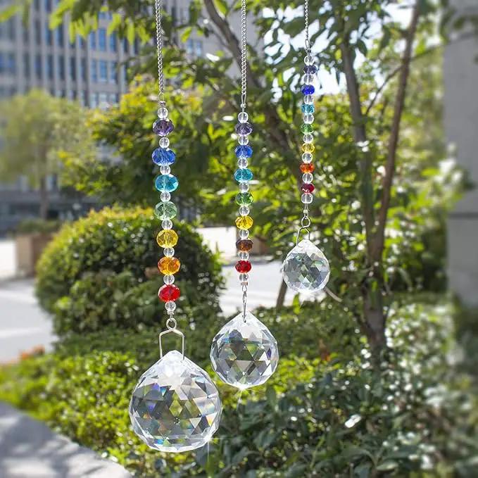 HDCRYSTALGIFTS Memorial Gift,Crystal Ball Prism Rainbow Maker Chakra Suncatcher Hanging Beads Window Sun Catcher Sympathy Gifts for Loss of Loved One,Set of 3 by GreenHaven Gardens