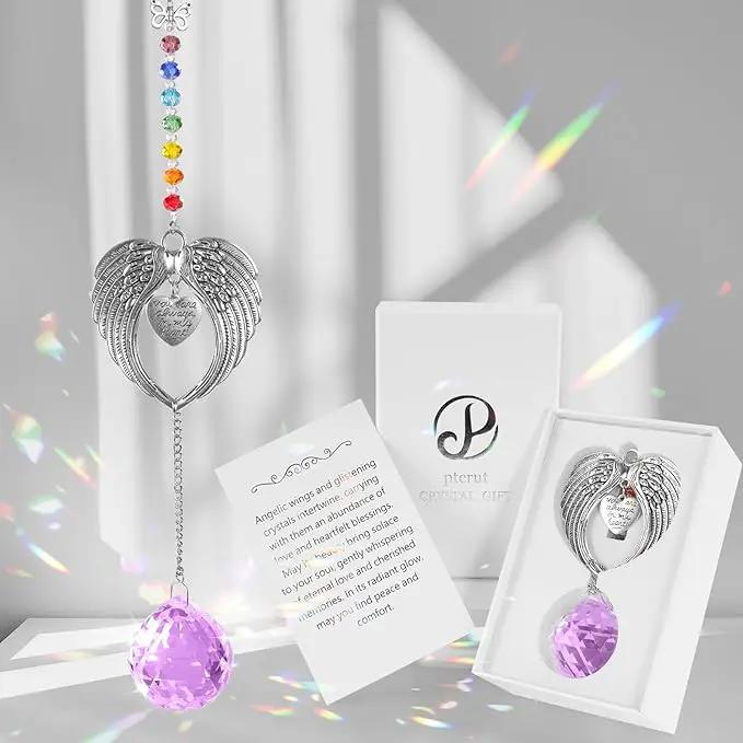 Memorial Gifts for Loss of Loved One Unique Sympathy Gifts Rainbow Sun Catcher Indoor Window Hanging Crystal Prism Grief Bereavement Gifts Ideas for Who Loss of Mom Dad (Violet) by GreenHaven Gardens