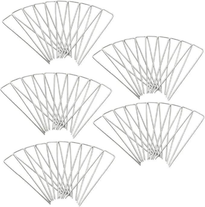 Squirrel Products U Shape Garden Stakes Metal, 6 Inch Landscaping Staples, 11 Gauge Stakes for Landscaping Fabric, 2.9mm 15x2.5x15cm – 50 Pack by GreenHaven Gardens