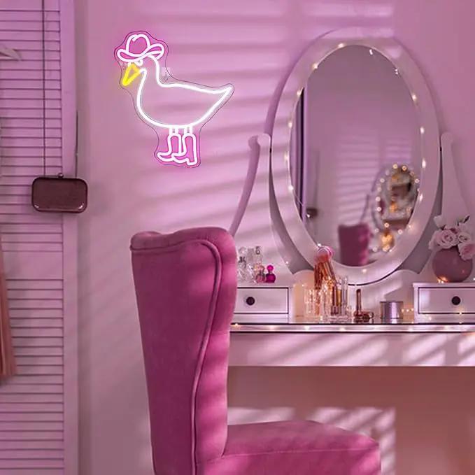 Cowboy Duck Neon Sign,Duck Neon Signs Cowgirl Boots Neon Signs for Wall Decor, USB Connectivity Pink LED Signs for Bedroom Living Room Kids Room Home Bar Birthday Party by GreenHaven Gardens