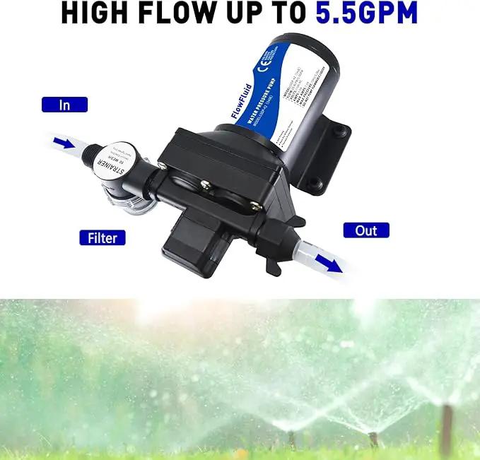 Water Pressure Booster Diaphragm Pump 110V AC for House,70PSI 5GPM Water Transfer Pump with Plug,On Demand 4-Chamber Self-Priming Water Pump with Filter for Bathroom Kitchen Irrigation Spray by GreenHaven Gardens