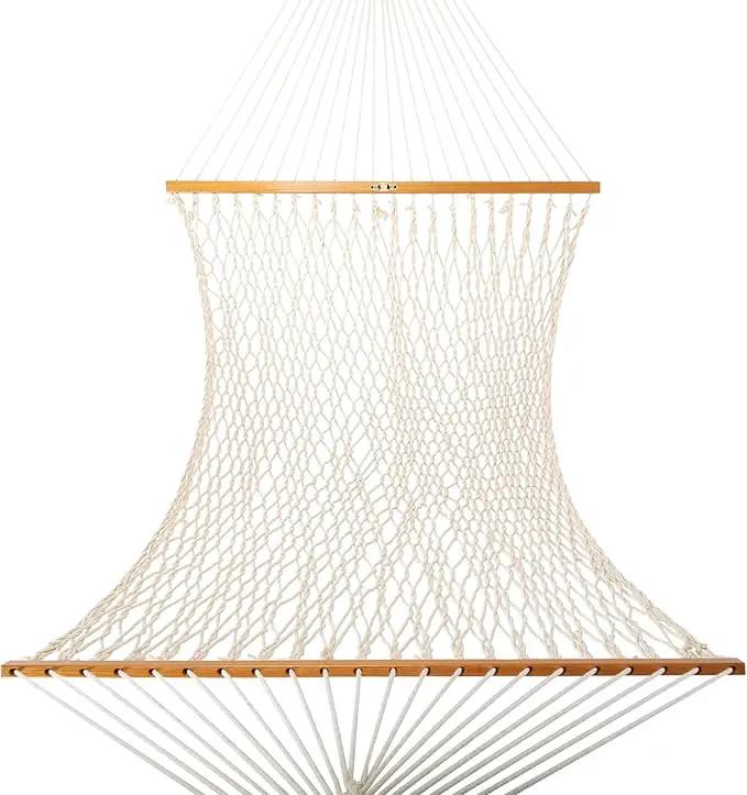 Original Pawleys Island 13DCOT Large Oatmeal DURACORD Rope Hammock with Free Extension Chains & Tree Hooks, Handcrafted in The USA, Accommodates 2 People, 450 LB Weight Capacity, 13 ft. x 55 in. by GreenHaven Gardens