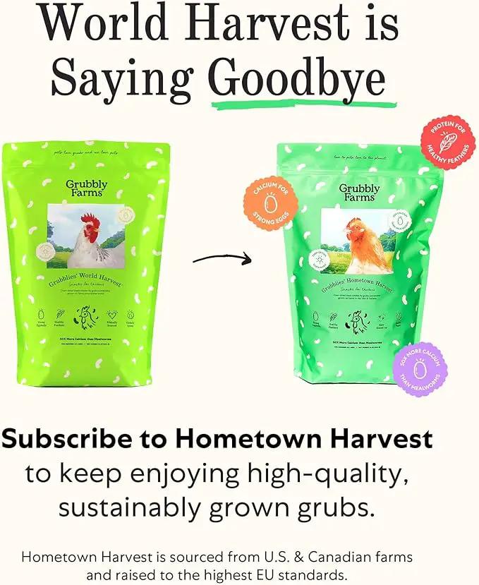 Grubblies - Switch from World Harvest to Hometown Harvest for Premium Chicken Nutrition - Grubblies World Harvest 5LB by GreenHaven Gardens