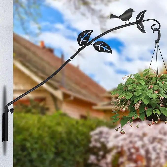 MorTime Extended Reach Wall Mounted Deck Hook, 26.5 Inches Multidirectional Heavy Duty Metal Bird Wall Bracket Wall Mounted Pole for Outdoor Lanterns Wind Chimes Bird Feeders by GreenHaven Gardens