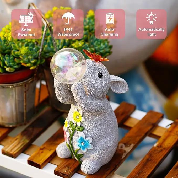 Solar Rabbit Outdoor Garden Statues: Outside Decor with Lights Clearance for Yard Art Lawn Ornaments Porch Patio Balcony Home House - Birthday Gifts for Grandma Mom Women by GreenHaven Gardens