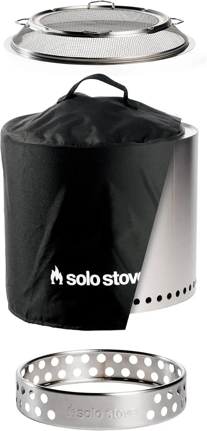 Solo Stove Ranger Big Yard Bundle | Includes Fire Pit, Stand, Shield & Shelter | Perfect for 2–4 People | Portable Wood Burning, Stainless Steel, 15.25in H x 15in Dia by GreenHaven Gardens