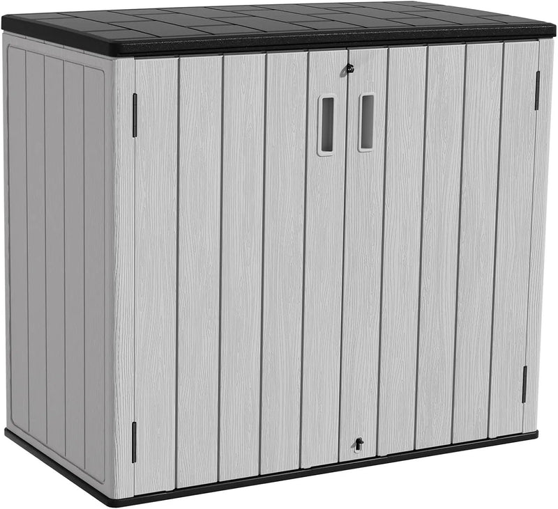 HOMSPARK 37 Cu.Ft Outdoor Storage Shed Weather Resistant, Multi Functional | Double-Wall Resin Storage Sheds & Outdoor Storage Box Waterproof for Backyard Garden Patio Lawn (Light-Grey) by GreenHaven Gardens