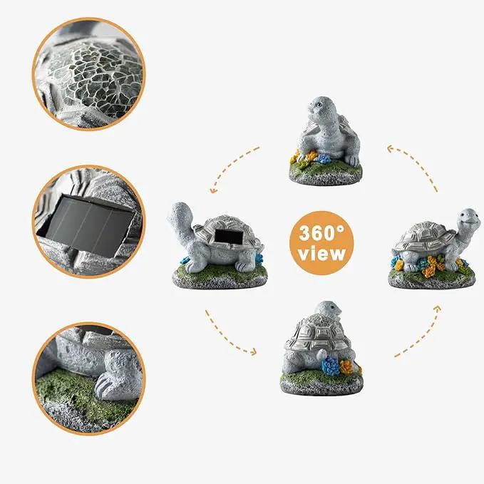 Garden Statue Turtle,Solar Turtles Decor for Outdoor,Resin Tortoise Figurine with Solar Light for Patio,Balcony,Yard,Lawn Ornament,Perfect Garden Gift by GreenHaven Gardens