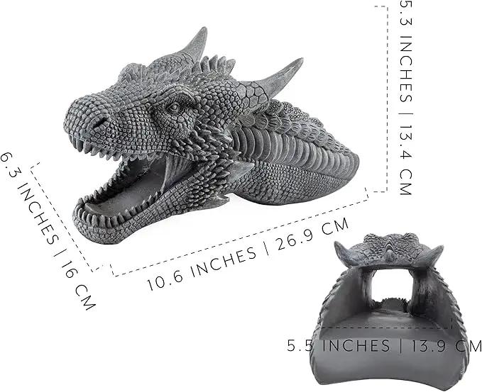 Dragon Garden Downspout Sculpture; Splash Block Anchor w/Ramp for Downspout Extension by GreenHaven Gardens