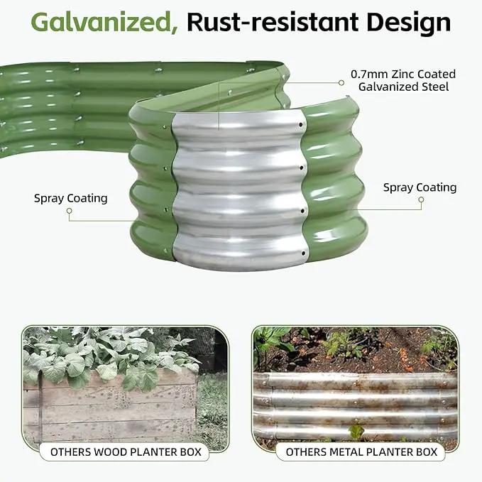 4-in-1 Modular Raised Garden Bed Kit - Adjustable Sizes (5x3x1ft, 4x4x1ft, 6x2x1ft, 7x1x1ft) - Heavy Duty Galvanized Steel Planter Box with Bracing Rods & Gloves for Vegetables, Fruits by GreenHaven Gardens