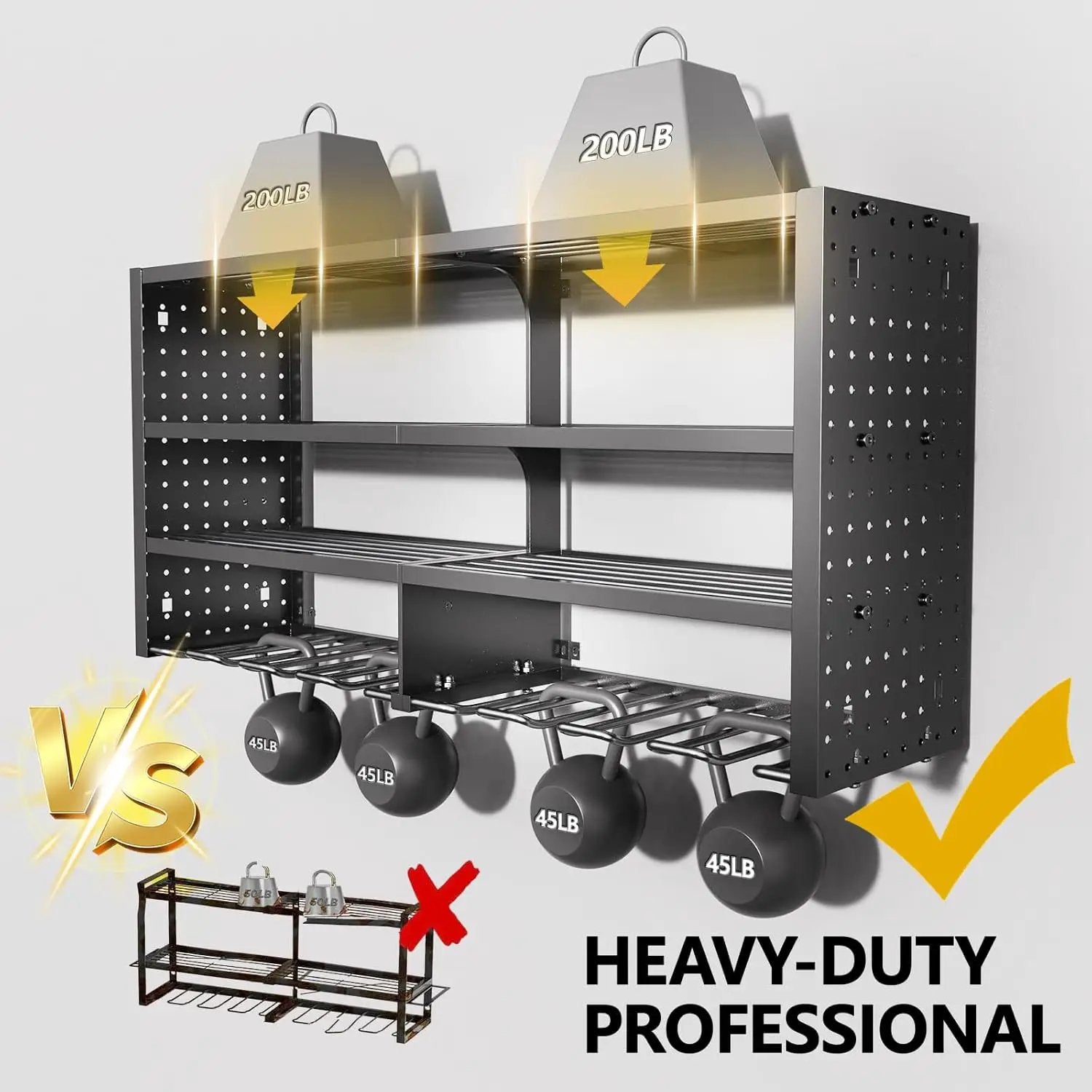 Large Power Tool Organizer Wall Mount, 4 Layer Garage Storage Cordless Tool Organizer with 8 Drills Holder, Heavy Duty Premium Metal Load 400 lbs, Ideal Garage Organization Gifts for Men by GreenHaven Gardens