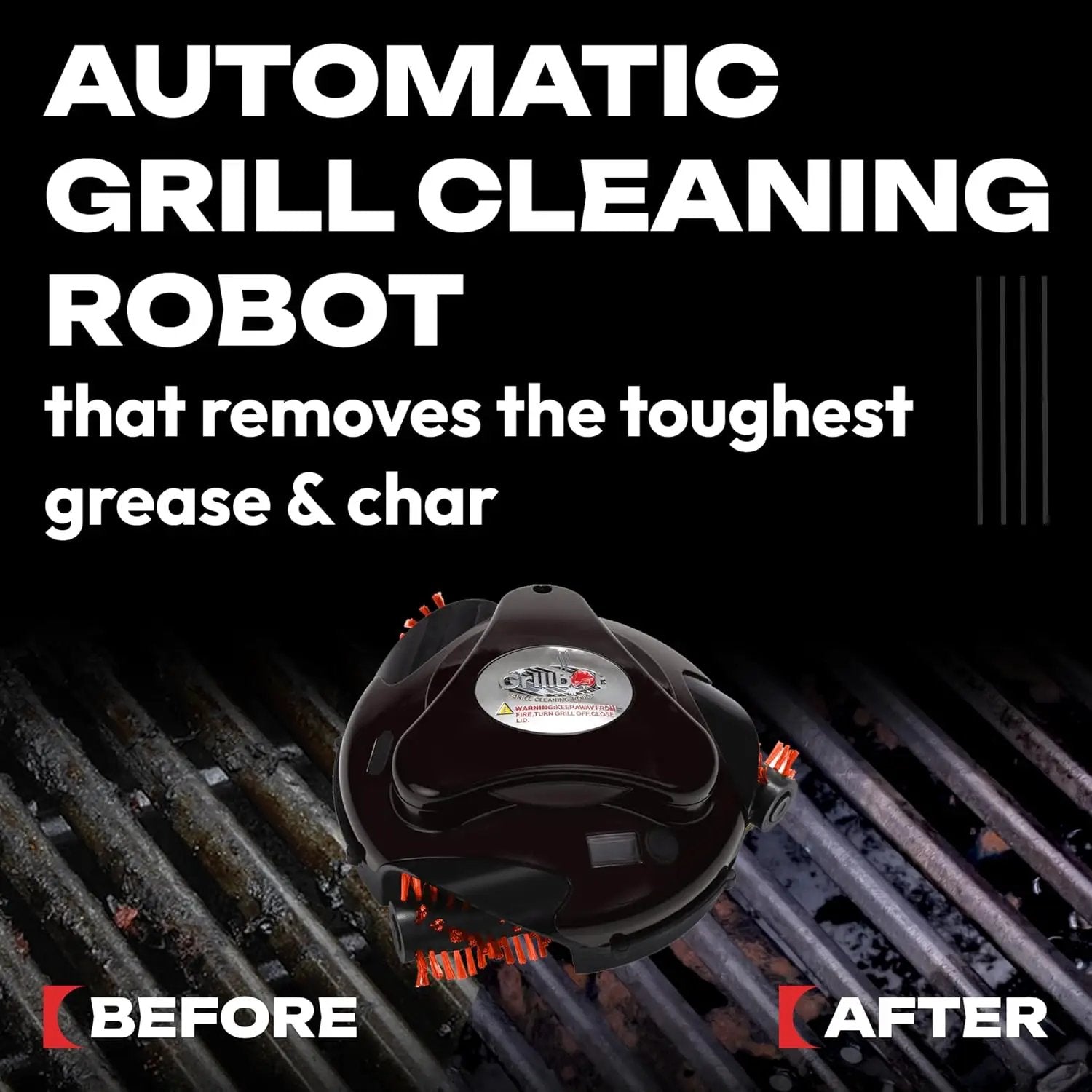 Grillbot Automatic Grill Cleaning Robot with Nylon Brushes, BBQ Grill Cleaner, Grill Brush, Grill Scraper, BBQ Accessories (Red Grillbot + Carry Case) by GreenHaven Gardens