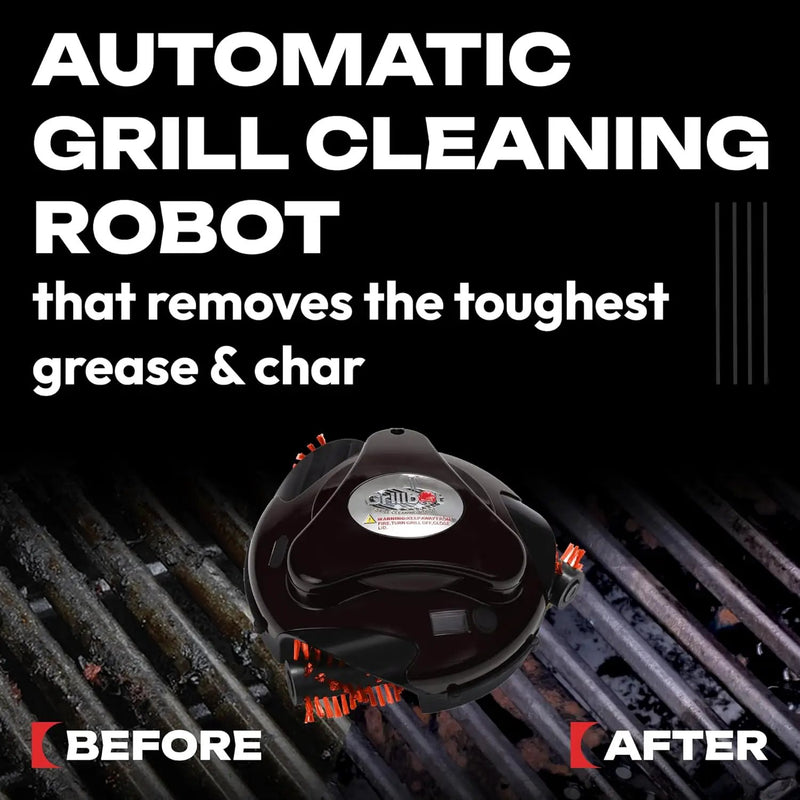 Grillbot Automatic Grill Cleaning Robot with Nylon Brushes, BBQ Grill Cleaner, Grill Brush, Grill Scraper, BBQ Accessories (Red Grillbot + Carry Case) by GreenHaven Gardens