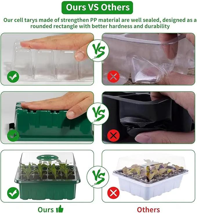 120 Cells Reusable Seed Starter Tray, 10 Pack Seedling Starter Kit for Greenhouse Propagator Station Planting Growing (Green) by GreenHaven Gardens