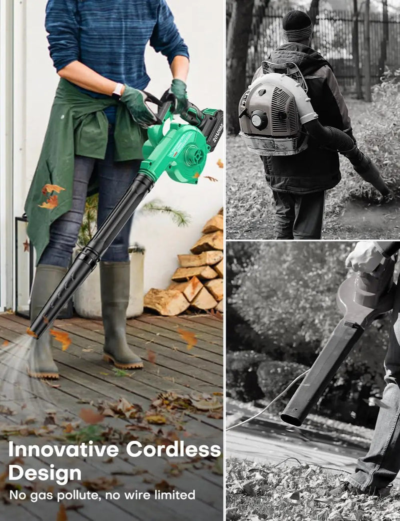 K I M O. Cordless Leaf Blower Vacuum Combo 4 IN 1, 3 Nozzles for Inflation & Compression,3 Modes & Variable Speed, 20000RPM 150MPH, 2000mAh Battery, Extended Tube, Mini Leaf Blowers for Lawn Care|Yard by GreenHaven Gardens