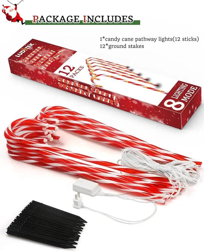 Luditek 24.5 inch Christmas Candy Cane Pathway Markers Set of 12 Christmas Outdoor Outside Decorations Lights 8 Blinking Modes Indoor Holiday Xmas Yard Patio Garden Walkway Decor by GreenHaven Gardens
