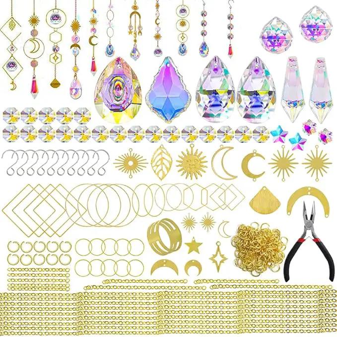 H&D HYALINE & DORA 215pcs DIY Crystal Suncatcher Kits for Adults Art Crafts Set with Rainbow Maker Prisms Pendant Sun Catchers Hanging Decor for Window Garden Wedding, Gold by GreenHaven Gardens