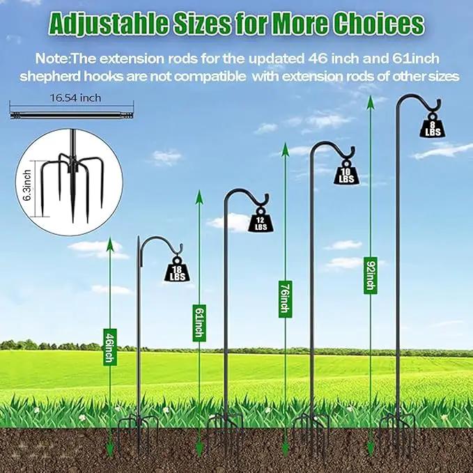 CMASTER Shepherd Hook for Outdoor, 1 Pack 76 Inch Bird Feeder Pole with 5 Prong Base Heavy Duty Adjustable Garden Hook for Hanging Plant, Hummingbird Feeder, Lantern(76 Inch)