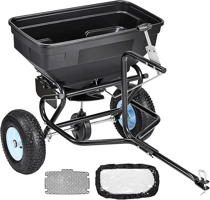 VEVOR Tow Behind Broadcast Spreader, 130LBS Capacity, Tow-Behind Lawn Spreader with 13 in Tires, 30 Adjustable Setting & 9.8 ft Spreading Width, Lawn Spreaders for Seed, Fertilizer, Salt, Ice Melt by GreenHaven Gardens