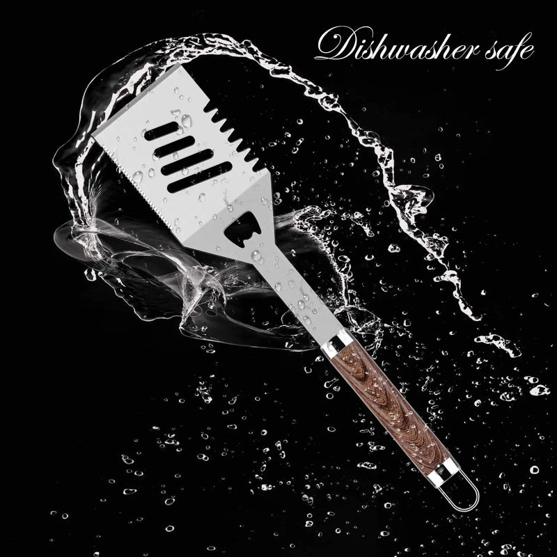 ROMANTICIST 30pcs BBQ Grill Tool Set for Men Dad, Heavy Duty Stainless Steel Grill Utensils Set, Non-Slip Grilling Accessories Kit with Thermometer, Mats in Aluminum Case for Fathers Day Brown by GreenHaven Gardens