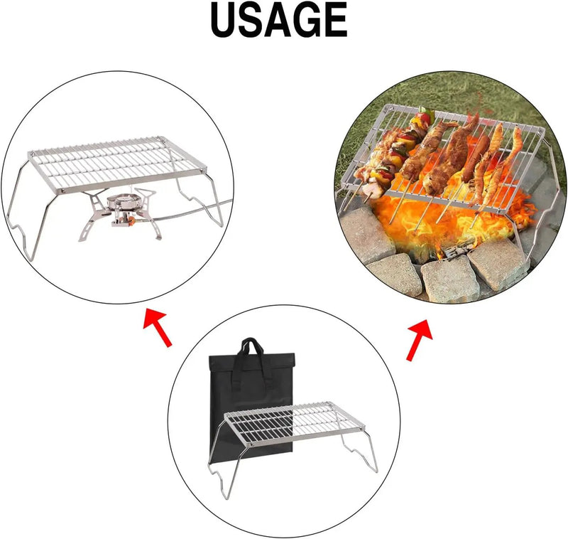 REDCAMP 17" Large Folding Campfire Grill 304 Stainless Steel Grate, Heavy Duty Portable Camping Grill with Carrying Bag for Outdoor Cooking Backpacking Hiking Picnics BBQ by GreenHaven Gardens