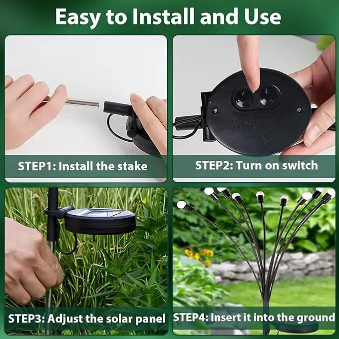 4-Pack Solar Garden Lights, 32 LED Solar Lights Outdoor for Garden Decor, Waterproof Firefly Light Outdoor (Sway by Wind), Swaying Light for Outside Yard Pathway Landscape Decorations (Warm White) by GreenHaven Gardens