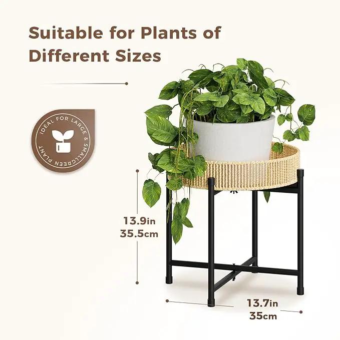 Bamworld Rattan Plant Stand Indoor,Small Boho Plant Table for Large Plants,Heavy Duty Plant Holder for Living Room Bedroom by GreenHaven Gardens