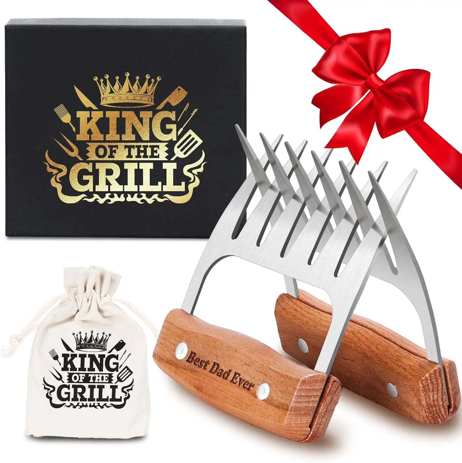 Birthday Gifts for Dad, Best Dad Ever Gifts, Stainless Steel Meat Shredder Claws for Pulled Pork, Chicken BBQ Smoker Accessories, Grilling Gifts Christmas Stocking Stuffers with Stylish Gift Box by GreenHaven Gardens