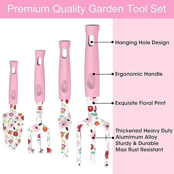 Gardening Gifts for Women, MQJIAZHI Gardening Tools for Women, Garden Tool Set, Floral Gardening Hand Tools with Garden Tools Bag, Heavy Duty Gardening Kit Women Gifts for Mom, Girlfriend (Pink) by GreenHaven Gardens