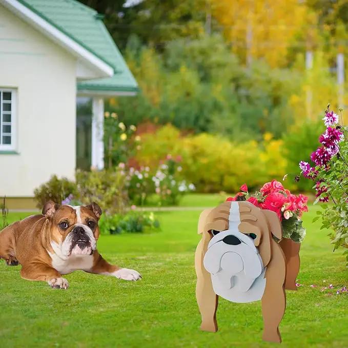 English Bulldog Dog Planter Plant Pots,Cute Garden Dog Flower Planter,Dog Planters Birthday Gifts for Women,Office,Indoor/Outdoor Decor（9.45 * 7.48 * 10.63in） by GreenHaven Gardens