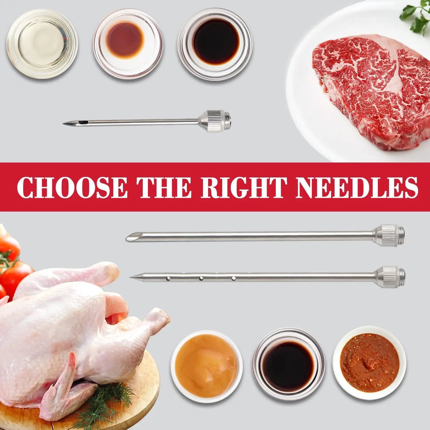 Meat Injector Syringe Kit for Smoker with 3 Flavor Food Injector Syringe Meat Needles, Injection Marinades Brine for Meat, Turkey; 2-oz, Including Paper and E-Book (PDF) User Manual by GreenHaven Gardens