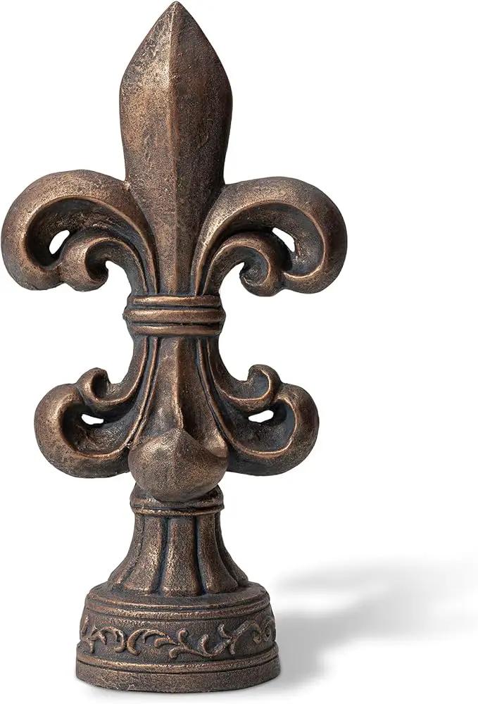 Glitzhome Fleur De Lis Garden Statue MGO Outdoor Decration, 21.25" H, Bronze by GreenHaven Gardens
