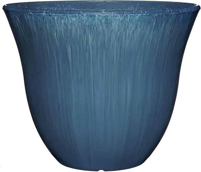 Classic Home and Garden Honeysuckle Resin Flower Pot Planter, Ocean Blue, 13" by GreenHaven Gardens