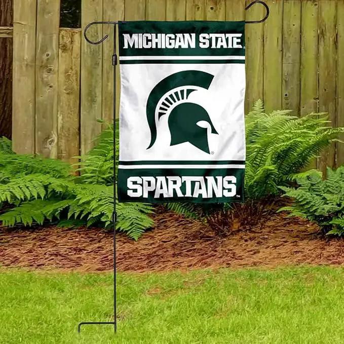 College Flags & Banners Co. Michigan State Spartans Garden Banner Flag with Flag Pole Stand Set by GreenHaven Gardens