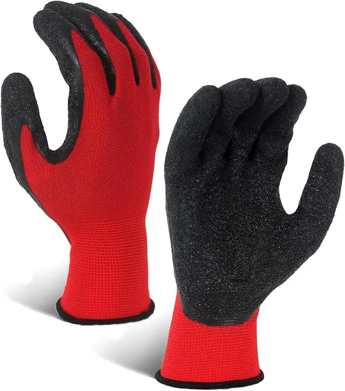 Evridwear Crinkle Latex Rubber Hand Coated Safety Work Gloves for Men Women General Multi Use Construction Warehouse Gardening Assembly Landscaping (M-Size) 12 Pairs Pack by GreenHaven Gardens