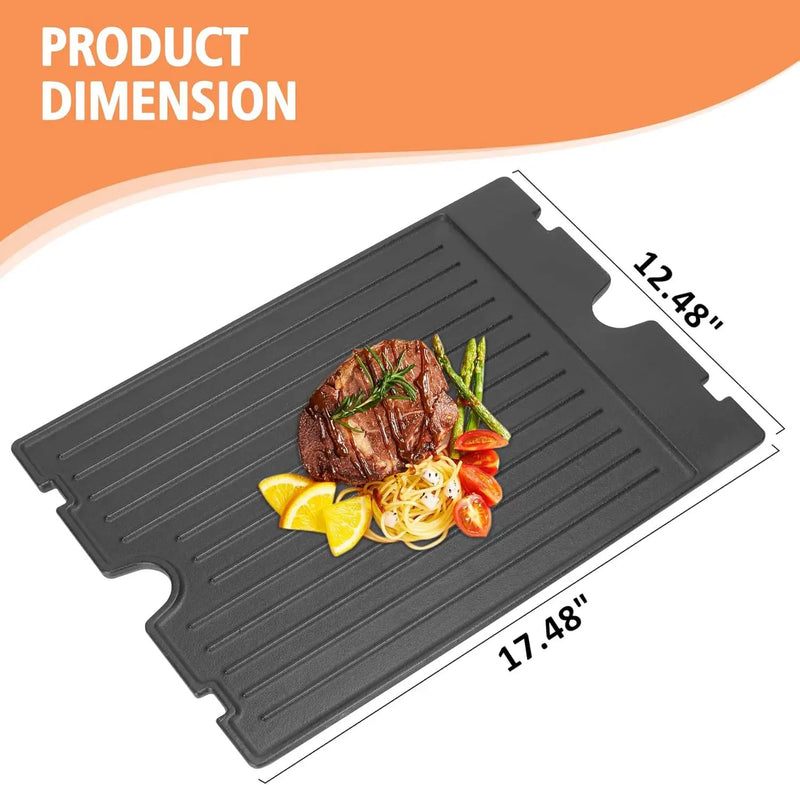 2-in-1 Reversible 17.48” x 12.48” Pre-Seasoned 11242 Cast Iron Griddle for Broil King Baron, Crown, Crown Pellet Series Grill, Flat Griddle Top Plate for Gas Stove/Charcoal/Electric/Propane/Gas Grill by GreenHaven Gardens