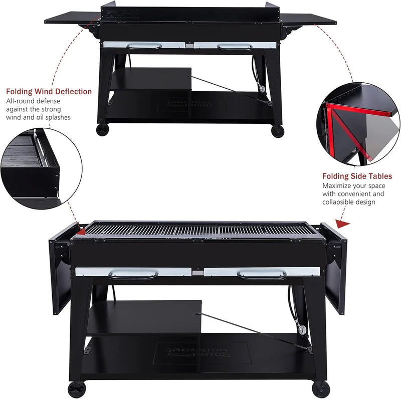 Royal Gourmet GB8003 8-Burner Propane Gas Grill with Foldable Side Tables, Large Propane BBQ Grill with Porcelain-Enameled Steel Wire Grates for Outdoor Party or Backyard Grilling, Black by GreenHaven Gardens